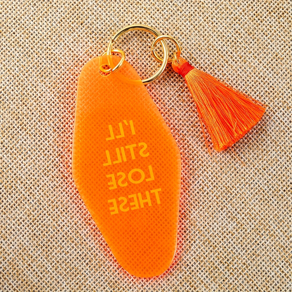 1PC Orange Hotel Key Tag Jeans, Pants, Clothing Accessories Tassel Pendant I'll Still Lose These