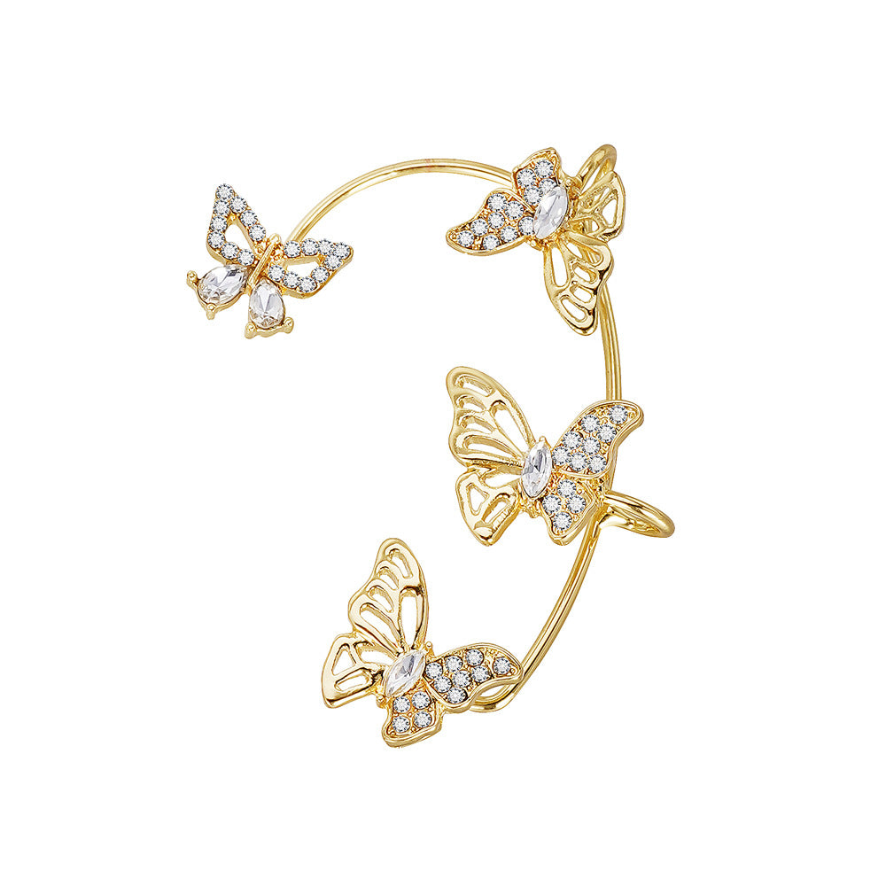 Elegant Butterfly Ear Clips | No-Piercing, All-Season, Plated K, Glass Mosaic, By Yugeweer