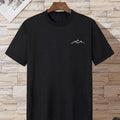 Plus Size Mountain Men's Casual Trendy Graphic Print Comfortable Crew Neck Short Sleeve T-shirts, Summer Oversized Loose Tees