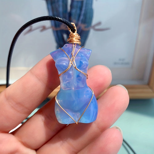 1pc, Natural Quartz Crystal Goddess Pendant Necklace - Perfect Gift for Women, Brides, and Engagements