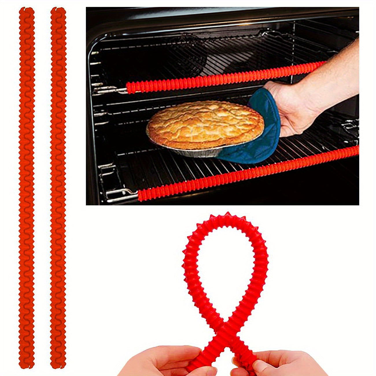 (2pc) Heat Resistant Oven Rack Shields - 14in Long Silicone Protectors Prevent Burns and Protect Food Grade Oven Racks