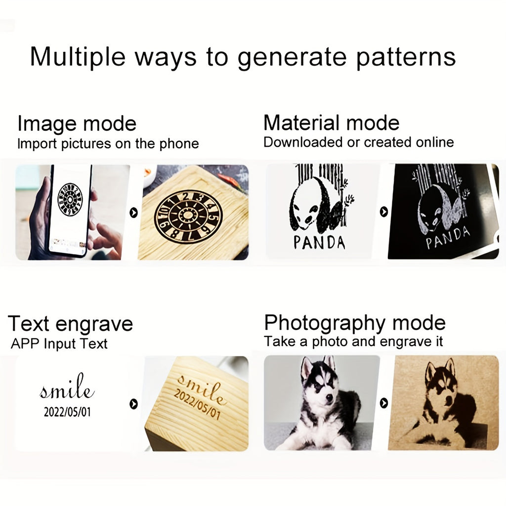 EasyThreed 0,5W Lasergravierer für Anfänger, DIY-Gravurbereich 100x100mm, kabellose Smartphone-Konnektivität, APP-Steuerung für iOS & Android, Kunststoffmaterial, 110V/220V Stromversorgung, US-Stecker, elektronische Komponenten enthalten