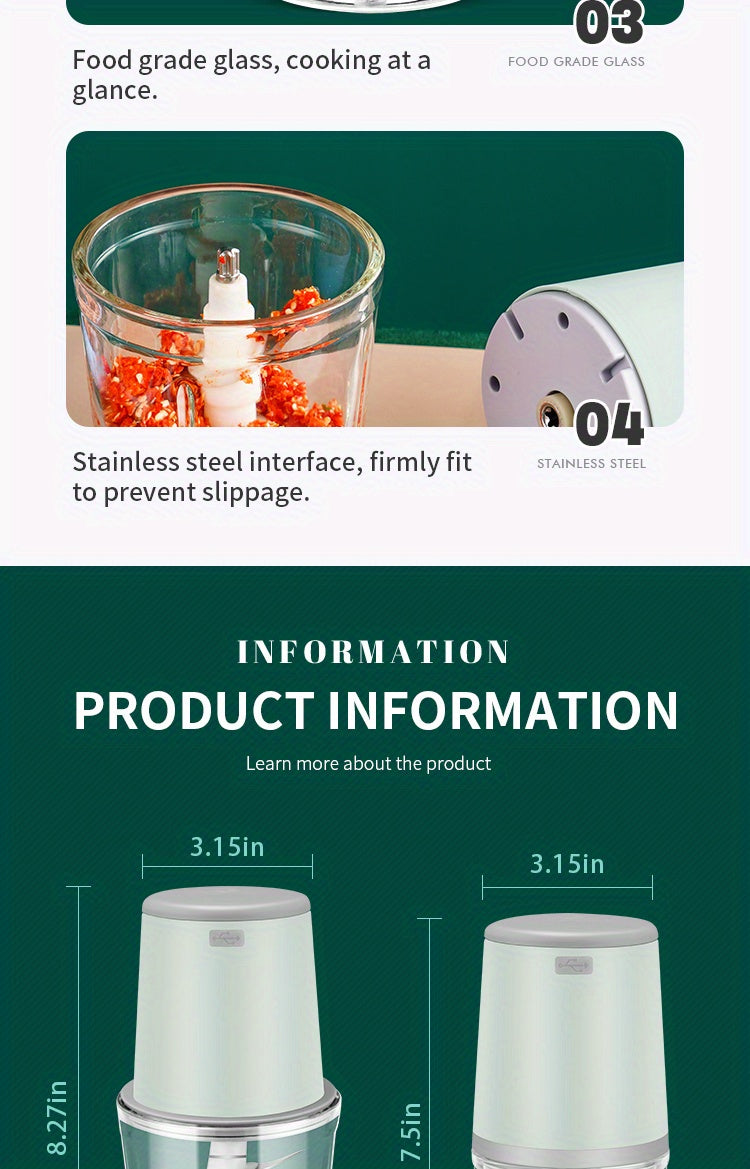7.4v-20.29oz Multifunctional Electric Meat Grinder - Perfect for Grinding Meat, Garlic, and Making Complementary Food