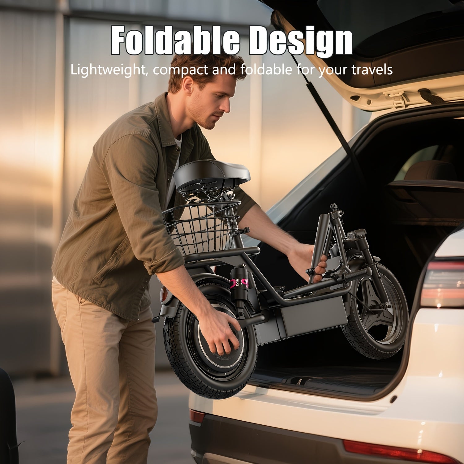 Electric Scooter with Seat, 30 Miles Long Range & 20Mph Top Speed, 14" Pneumatic Tire, Height Adjustable Seat &Handlebar, Dual Suspensions Commuting Scooter with Basket