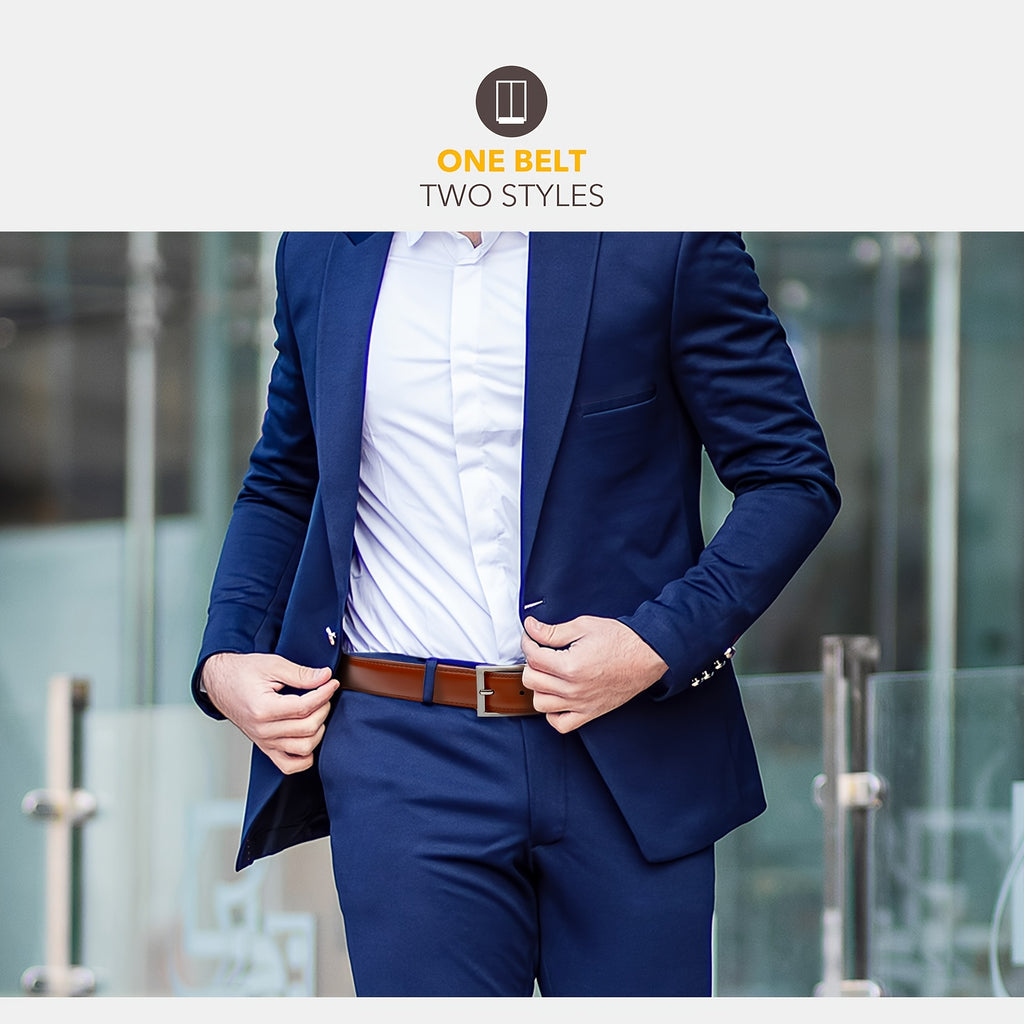 Men's Leather Belt, Fashion & Classic Casual Belt with Single Prong Buckle for Jeans, Pants, Work And Business, Gift for Dad & Husband