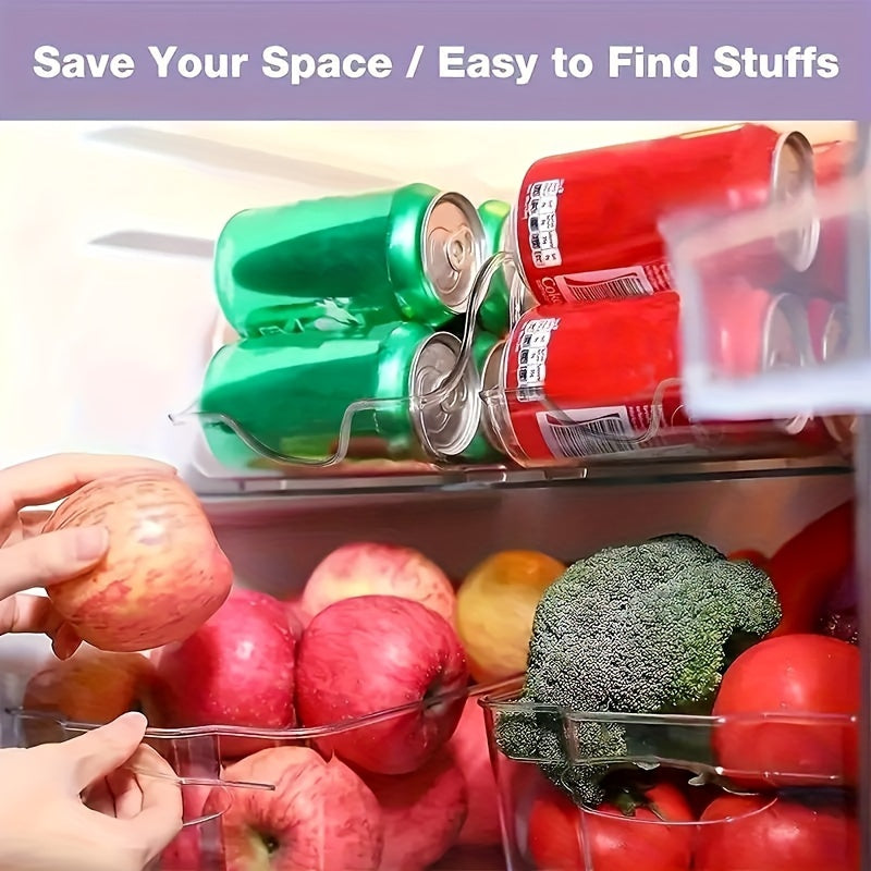 Heavy-Duty Fridge Organizer Shelf, Adjustable Shelves & Space-Saving Design, Durable Plastic Refrigerator Storage System for Canned Food Beverages Condiments, Compatible with Most Standard Fridges, Easy Installation, 1 pc, Ha