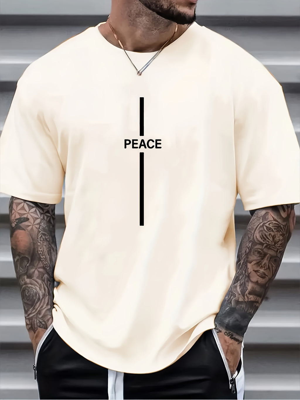 Plus Size Men's Trendy Cross Graphic Tees, Comfy Stretch Breathable T-shirts For Summer, Oversized Loose Men's Clothings