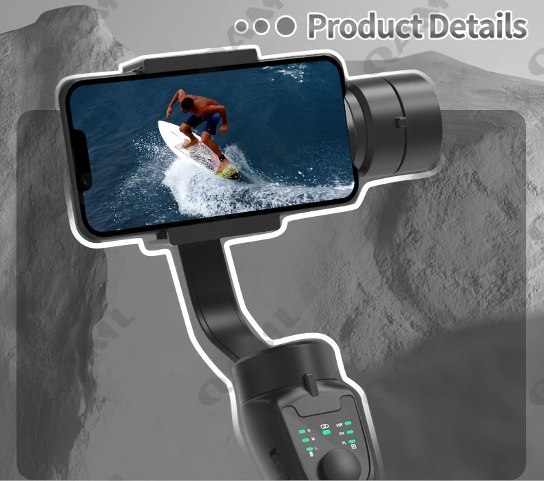 QAML F8 Handheld 3-As Gimbalfoonhouer Anti-skud Video-opname Stabiliseerder vir Xiaomi iPhone Selfoon Slimfoon