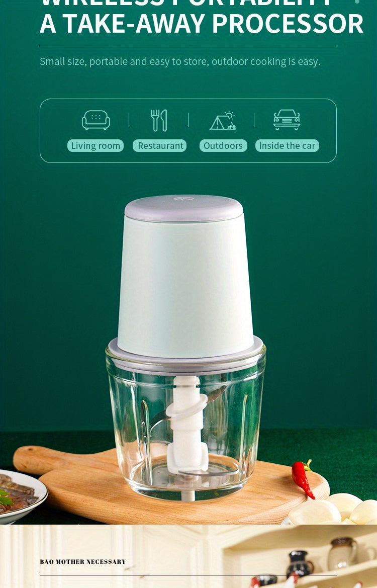7.4v-20.29oz Multifunctional Electric Meat Grinder - Perfect for Grinding Meat, Garlic, and Making Complementary Food