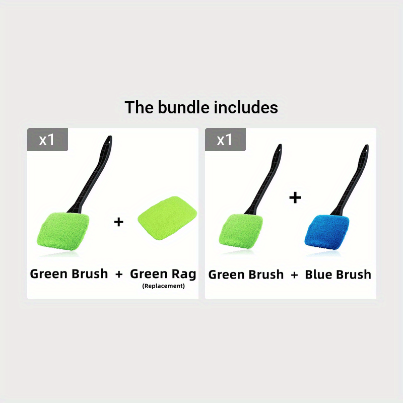 Windshield Cleaning Brush Kit | Long Handle Interior Car Glass Wiper, Plastic Material