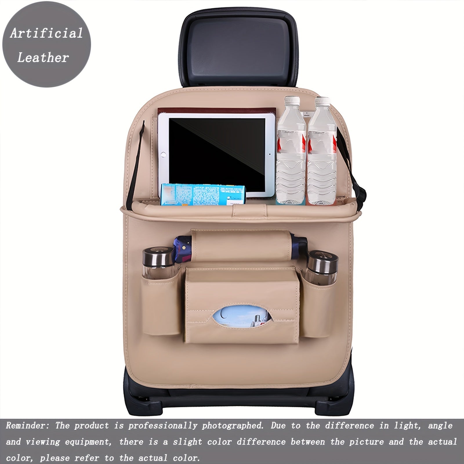 Upgrade Your Car With This Luxury PU Leather Storage Bag And Tray - Perfect For Snacks And Toys!