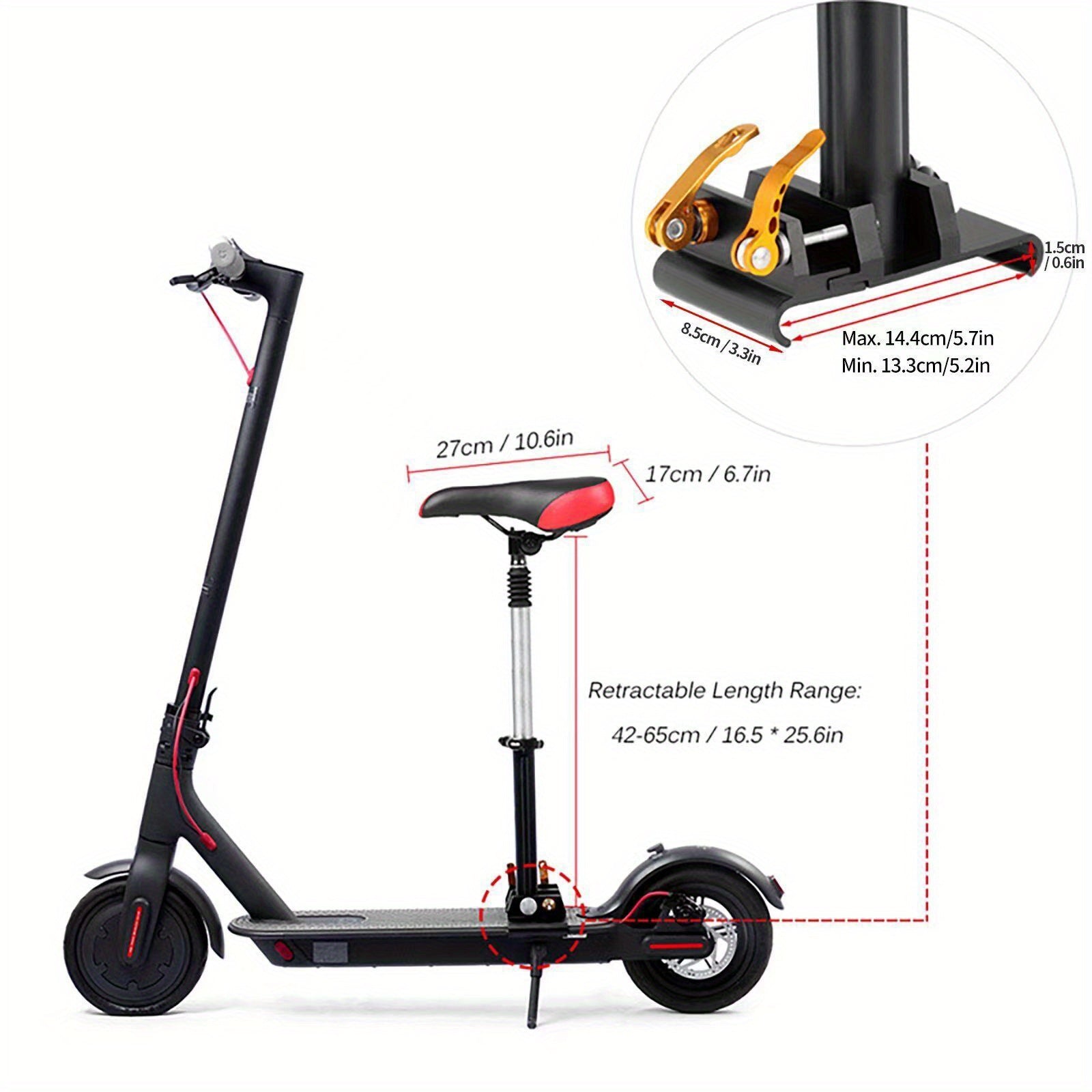 Compatible for Xiaomi M365/M365 Pro Electric Scooter Seat - Height-Adjustable with Soft PU Cushion & Breathable Cover, Heavy-Duty Aluminum Alloy Frame, Fit for /, Easy Installation ()