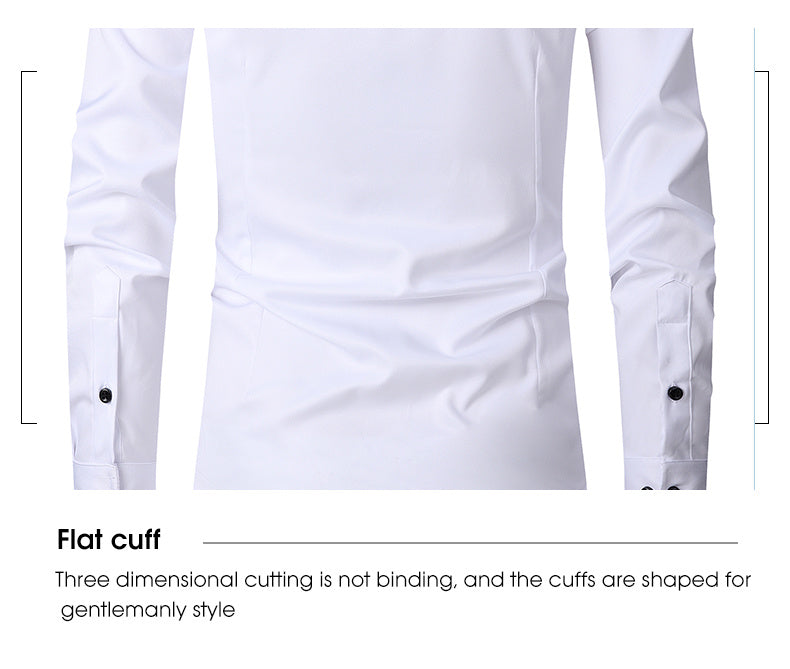 Men'S Stretch Slim-Fit Formal Shirt Without Pockets, Light Business Turn- Collar Long-Sleeved Shirt, Men'S Business Shirt, Wrinkle-Resistant And Durable Solid Color Formal Long-Sleeved Shirt with Buttons And Pockets, Suitable
