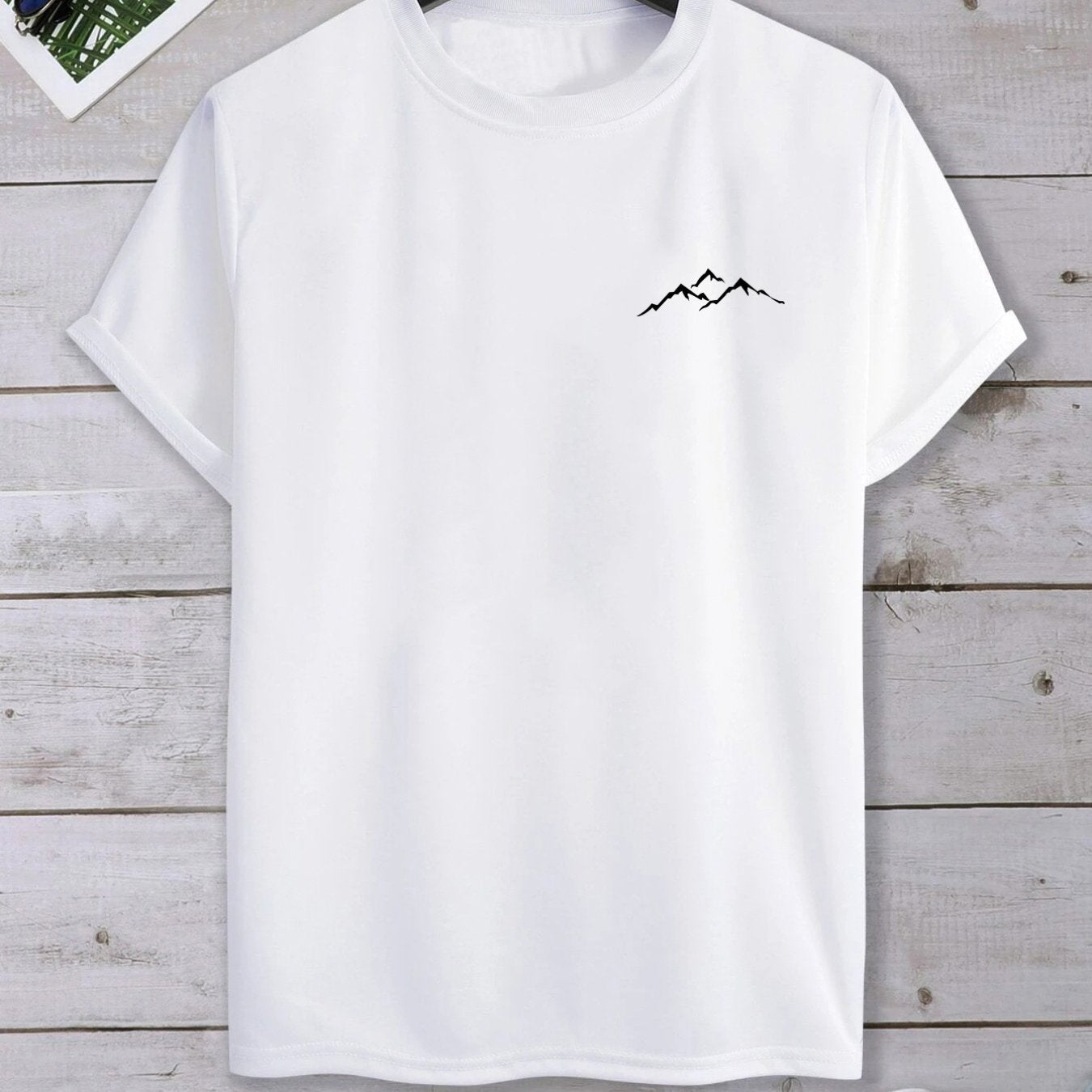Plus Size Mountain Men's Casual Trendy Graphic Print Comfortable Crew Neck Short Sleeve T-shirts, Summer Oversized Loose Tees