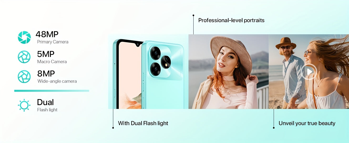 UMIDIGI A15C 8GB RAM+128GB ROM Android 13 NFC Unlocked Cell Phone 48MP Ultra-Clear AI Camera Mobile Phone 5000mAh Battery Smartphone 6.7" HD Full View Display Dual Unlock Phone.