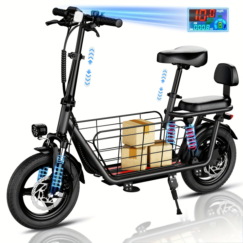 750W Peak Electric Scooter Featuring a Complimentary Seat And Basket - 480Wh Battery, Dual Suspension, Speeds Up to 22MPH, a Range of 25 Miles, LCD Display, And a Maximum Load Capacity of 330Lbs (Ideal for Commuting). This Fo