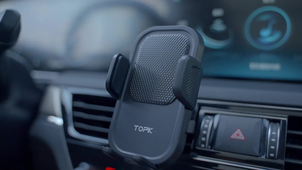 TOPK Car Phone Holder Mount, Car Mount with Hook Clip for Car Air Vent 360° Rotation Phone Mount Compatible with Iphone Android Cell Phone