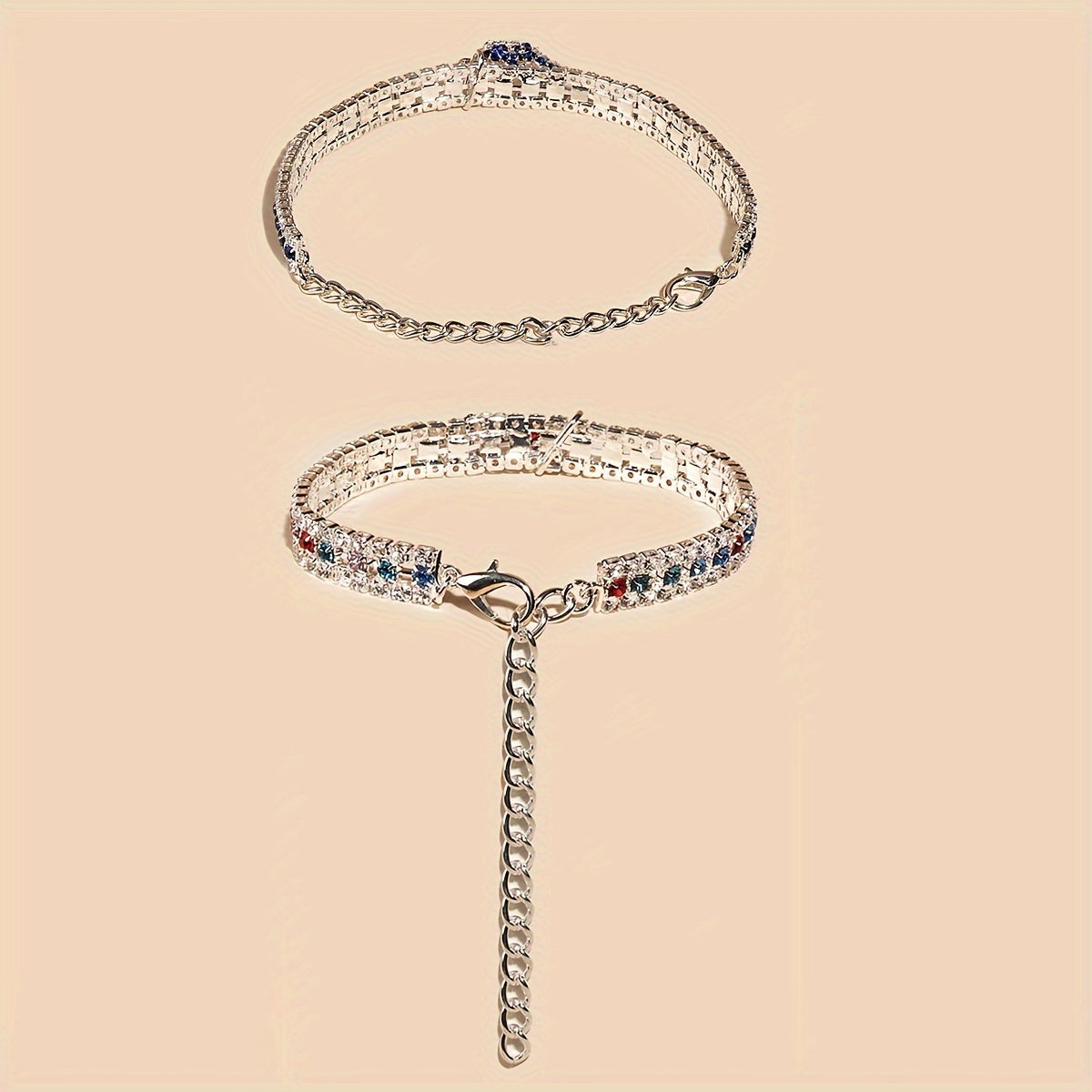 Elegant Pet Rhinestone Crown Pendant Necklace - Sparkling Multicolor Gemstone Accessory for Cats & Dogs, Random Color Selection