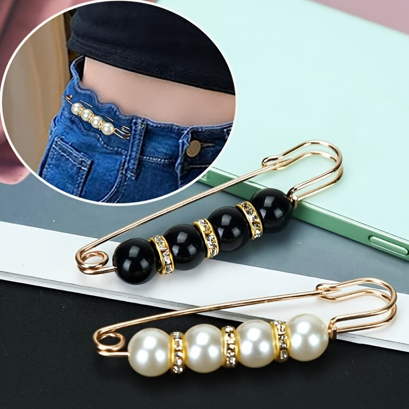 1 Exquisite and Elegant Beaded Waist-cinching Brooch Pin, Used for Reducing and Securing the Waistband of Jeans, Fixing Clothes, Pants, Skirts, and Cinching the Waist. A Handmade Jewelry Gift for Friends