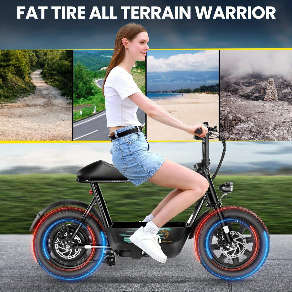 Caroma 500W Electric Scooter for Adults with Seat & Basket - 16" All-Terrain Tires, 20MPH Top Speed, 25 Miles Range, Dual Disc Brakes, LCD Display, Rechargeable Battery, Aluminum Alloy, Mixed Colors, Inflatable Tires, 48V 7.8