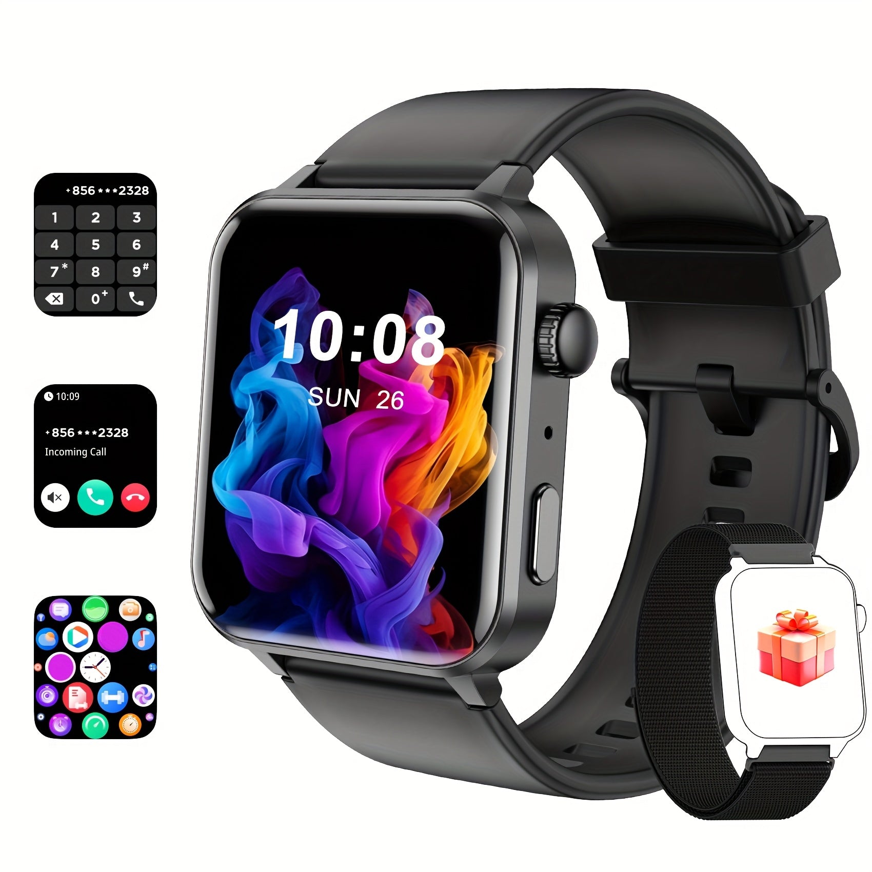 Smart Watch(Answer/Make Call), 1.85" Smart Watches for Men Women Voice Assistant, Push Message, 100+ Sport Modes, Fitness Activity Tracker, Weather, Stopwatch, Timer, Pedometer, Smartphone Watch, The Perfect Gift for Men And