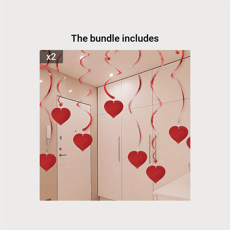 [Heart Spiral Decorations] 6pcs Heart Spiral Hanging Decorations - Perfect for Holiday Parties, Winter & New Year Celebrations
