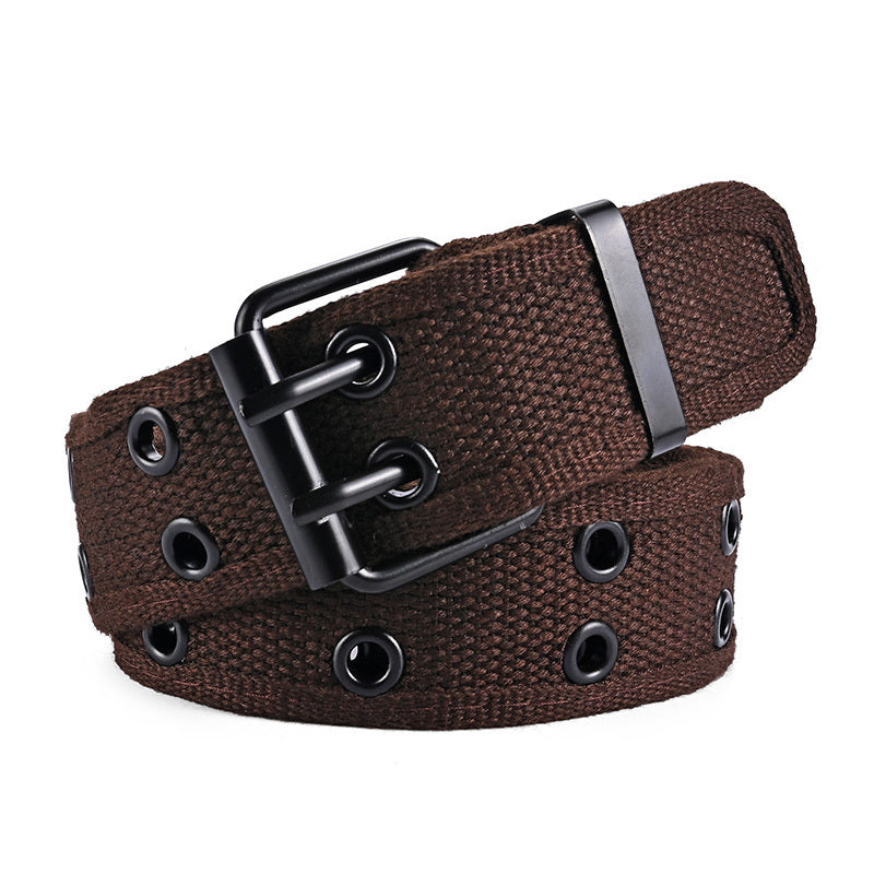 Unisex Braided Belt with Double Prong Metal Buckle, Perfect for Casual, Sporty, or Work Looks, Ideal with Jeans and Trousers
