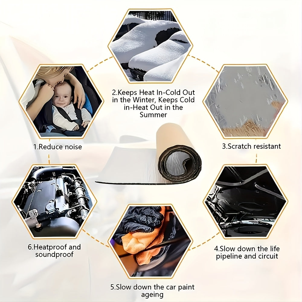 78.74x19.69inch Car Soundproof Pad | 5/7/10mm Thickness Sound Deadening Mat, Heat &Noise Insulation | Closed Cell Foam Hood Deadener Auto Accessories