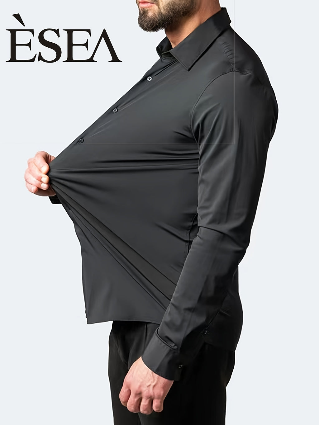 Men'S Stretch Slim-Fit Formal Shirt Without Pockets, Light Business Turn- Collar Long-Sleeved Shirt, Men'S Business Shirt, Wrinkle-Resistant And Durable Solid Color Formal Long-Sleeved Shirt with Buttons And Pockets, Suitable
