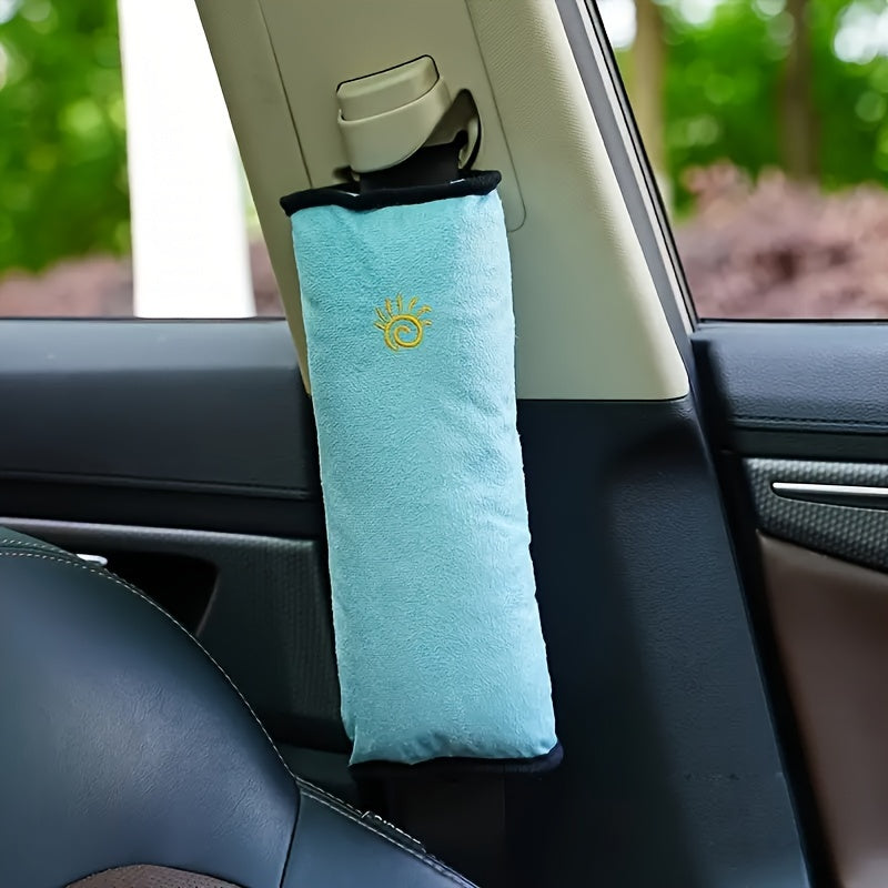 Soft Auto Seat Strap Headrest Neck Support - Car Seat Belt Pillow, Shoulder Pads, Safety Belt Protector Cushion, Comfortable Fabric Material for Enhanced Comfort and Safety, Car Comfort Accessory | Sun Design Pillow | Durable