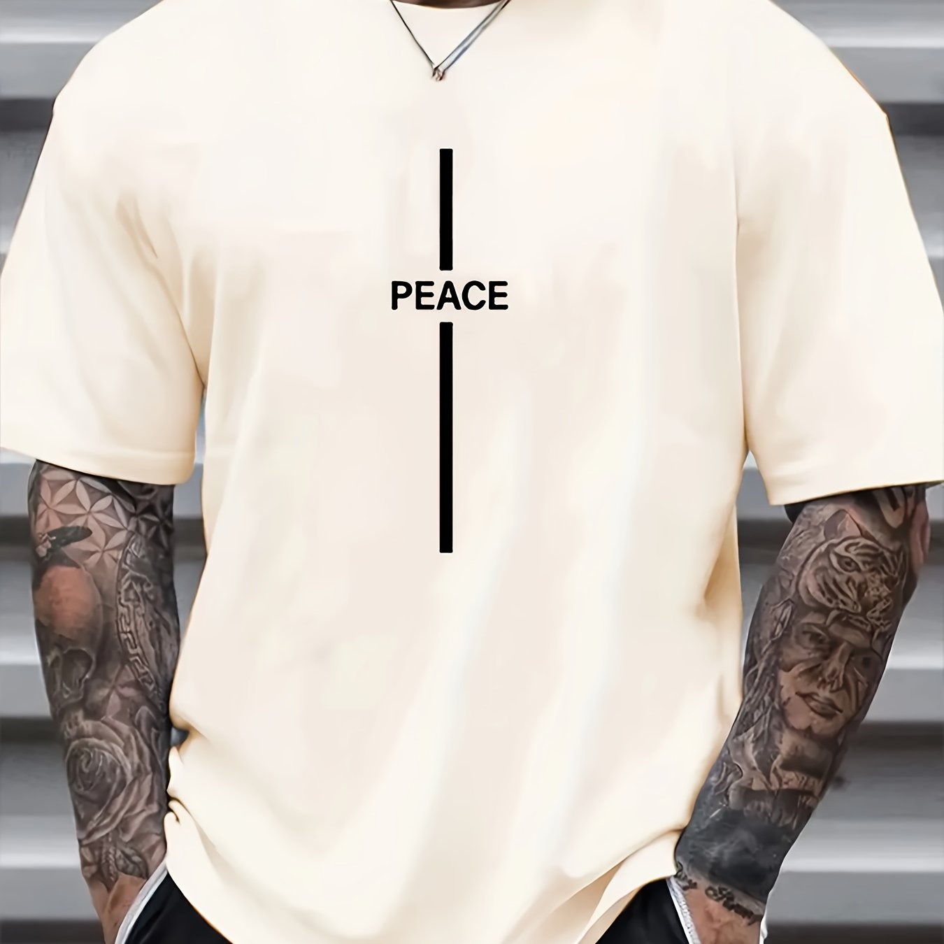 Plus Size Men's Trendy Cross Graphic Tees, Comfy Stretch Breathable T-shirts For Summer, Oversized Loose Men's Clothings