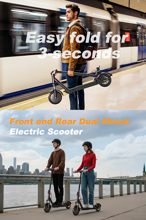 Portable Folding Commuting Electric Scooter for Adults, 8.5/10" Tires, 30KM/H Top Speed, 350W/750W Motor, Max 15-45KM Long Range, Folding E-Scooter with Dual Braking System