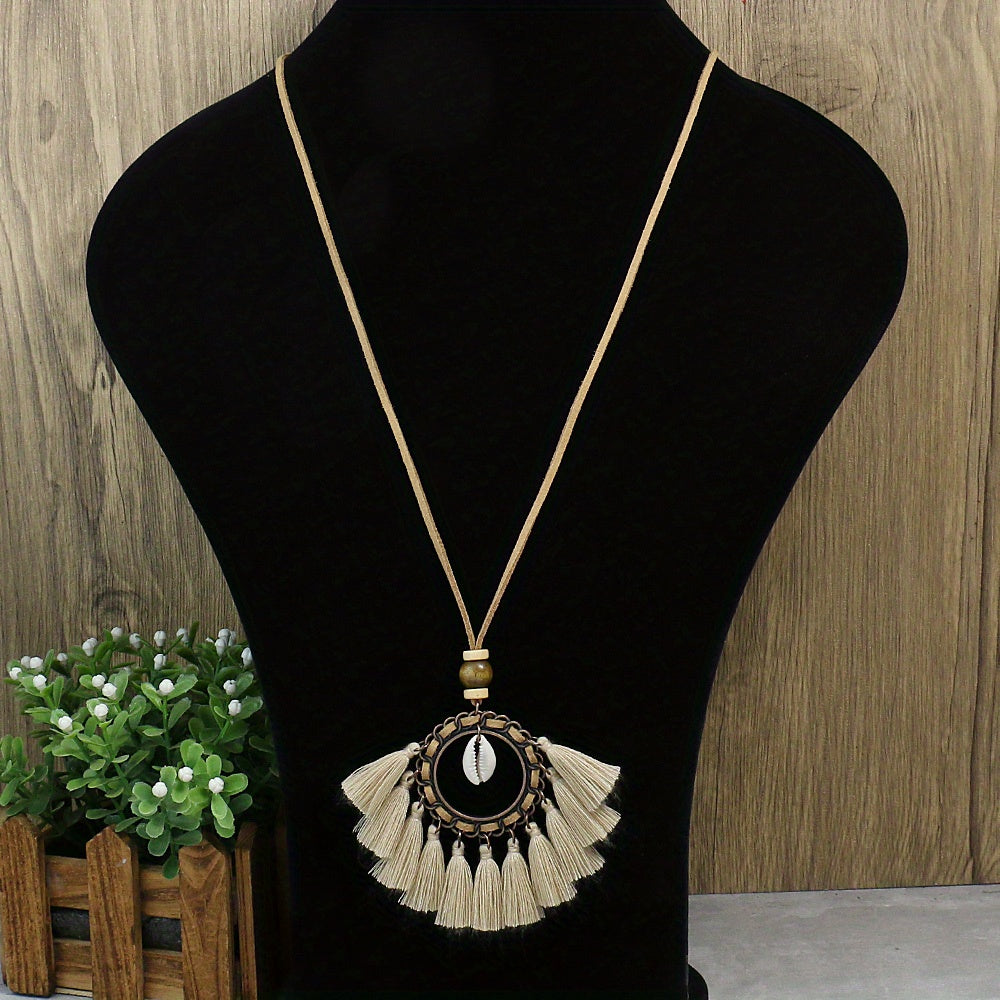 3pcs Ethnic Style Women's Fashion Pendant Necklace Set with Floral Tassel Pendant, Bronze Enamel Drip Zinc Alloy with Glass Rhinestone Inlay, Vintage Necklace