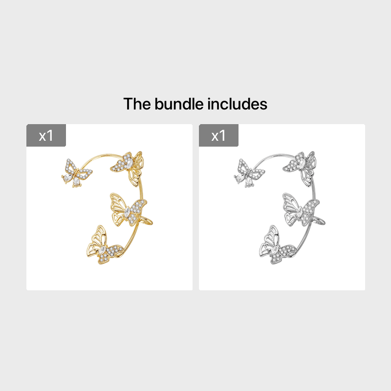 Elegant Butterfly Ear Clips | No-Piercing, All-Season, Plated K, Glass Mosaic, By Yugeweer