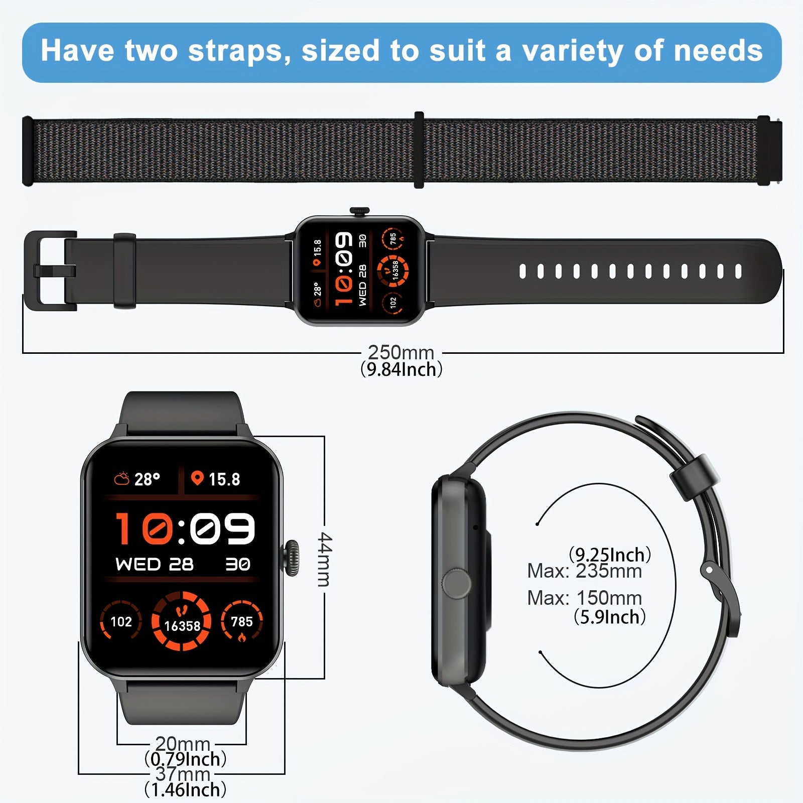 Smart Watch(Answer/Make Call), 1.85" Smart Watches for Men Women Voice Assistant, Push Message, 100+ Sport Modes, Fitness Activity Tracker, Weather, Stopwatch, Timer, Pedometer, Smartphone Watch, The Perfect Gift for Men And