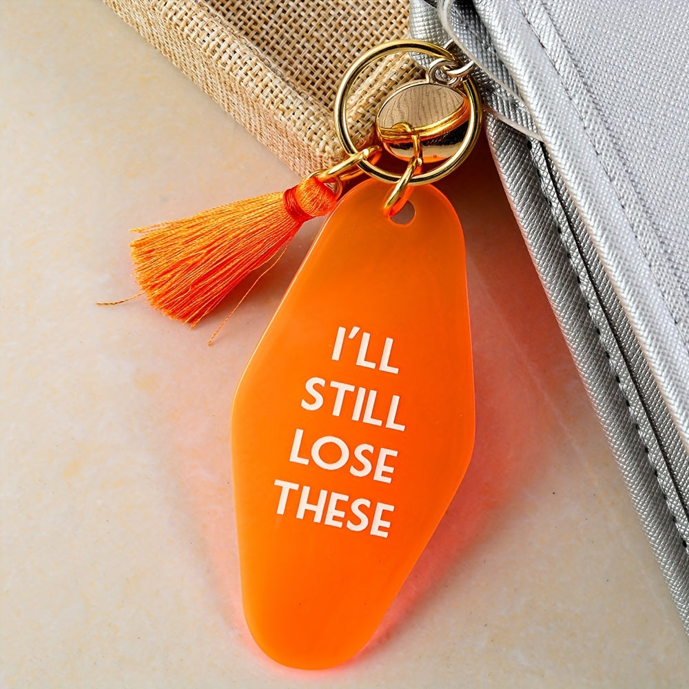 1PC Orange Hotel Key Tag Jeans, Pants, Clothing Accessories Tassel Pendant I'll Still Lose These