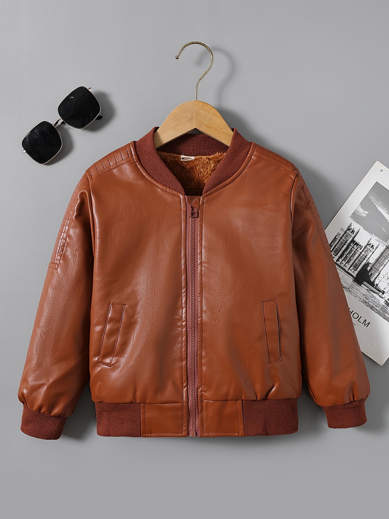 2025 Autumn Winter New Boys' -Lined Zip-Up Jacket