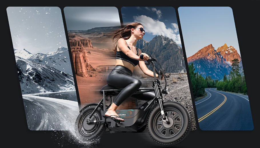 1pc Caroma 500W Electric Scooter for Adults with Seat & Basket, 16" Fat Tire, All-Terrain, 20MPH, 25Miles, 48V 7.8Ah Battery, Commuter & Off-Road E Scooter with LCD Display, Dual Disc Brake, 300lbs Max Load, Aluminum Wheels,