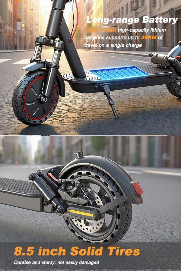 Portable Folding Commuting Electric Scooter for Adults, 8.5/10" Tires, 30KM/H Top Speed, 350W/750W Motor, Max 15-45KM Long Range, Folding E-Scooter with Dual Braking System