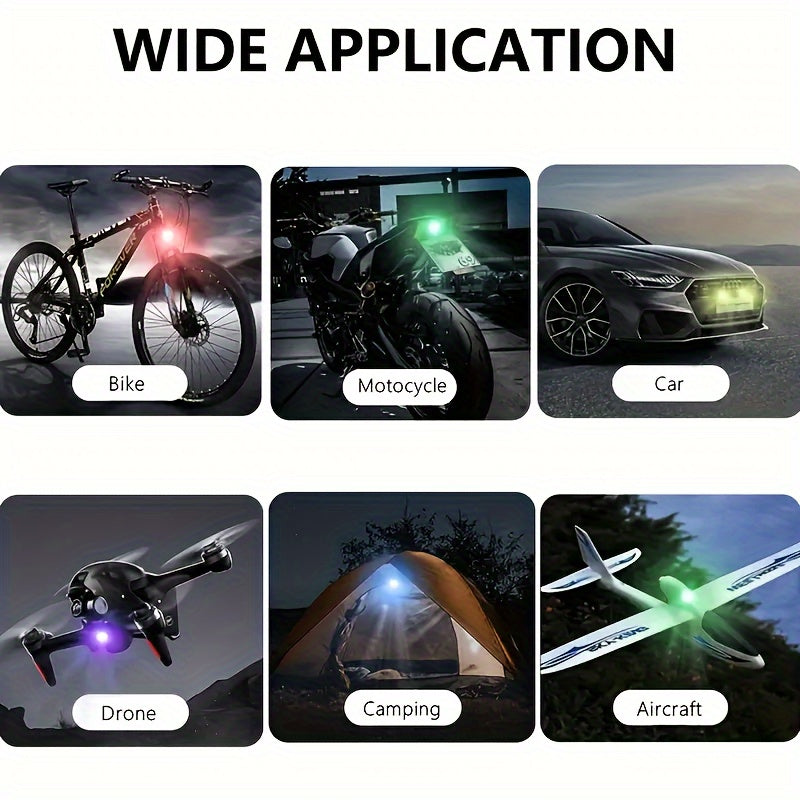 4/6pcs 8-Color High-Brightness Wireless LED Strip Lights with Remote Control, USB Charging, Anti-Collision Lighting for Drones, Aircraft, Motorcycles, and Bikes