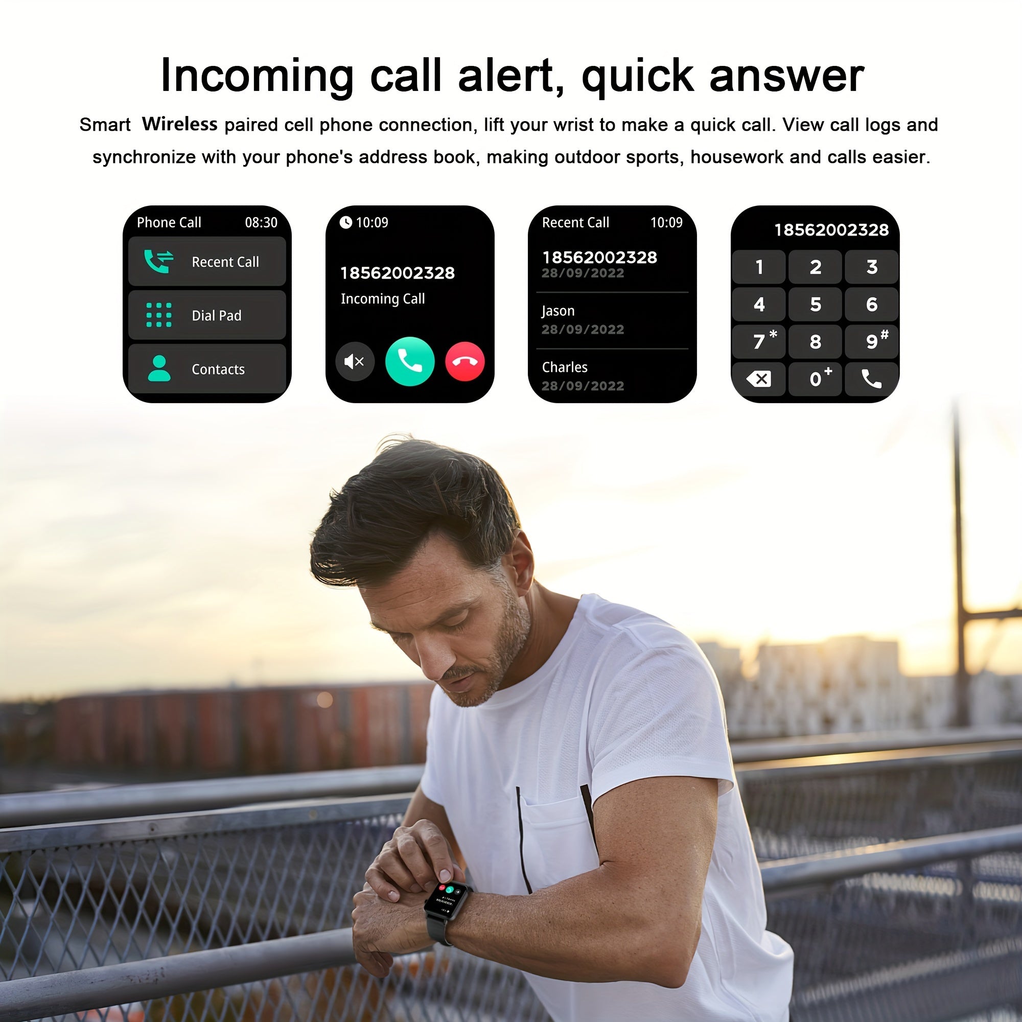 Smart Watch(Answer/Make Call), 1.85" Smart Watches for Men Women Voice Assistant, Push Message, 100+ Sport Modes, Fitness Activity Tracker, Weather, Stopwatch, Timer, Pedometer, Smartphone Watch, The Perfect Gift for Men And