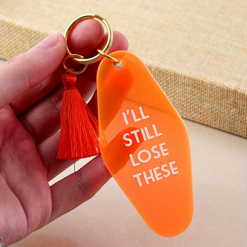1PC Orange Hotel Key Tag Jeans, Pants, Clothing Accessories Tassel Pendant I'll Still Lose These