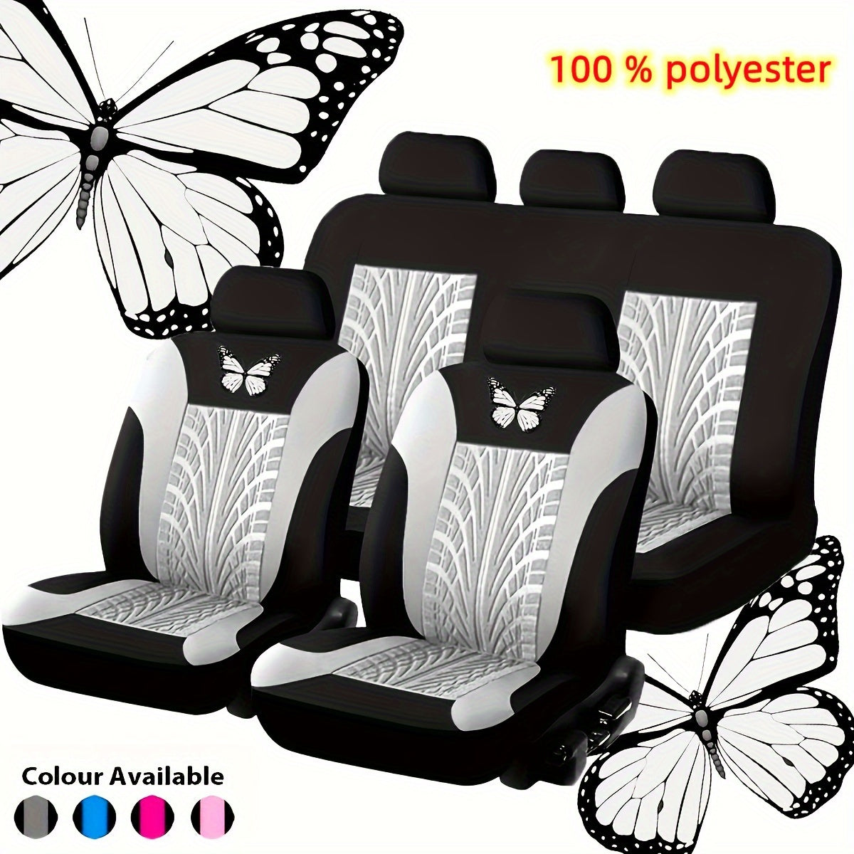 Butterfly Heat Transfer Craft Car Seat Cover for 5 Seats (Universal Type)