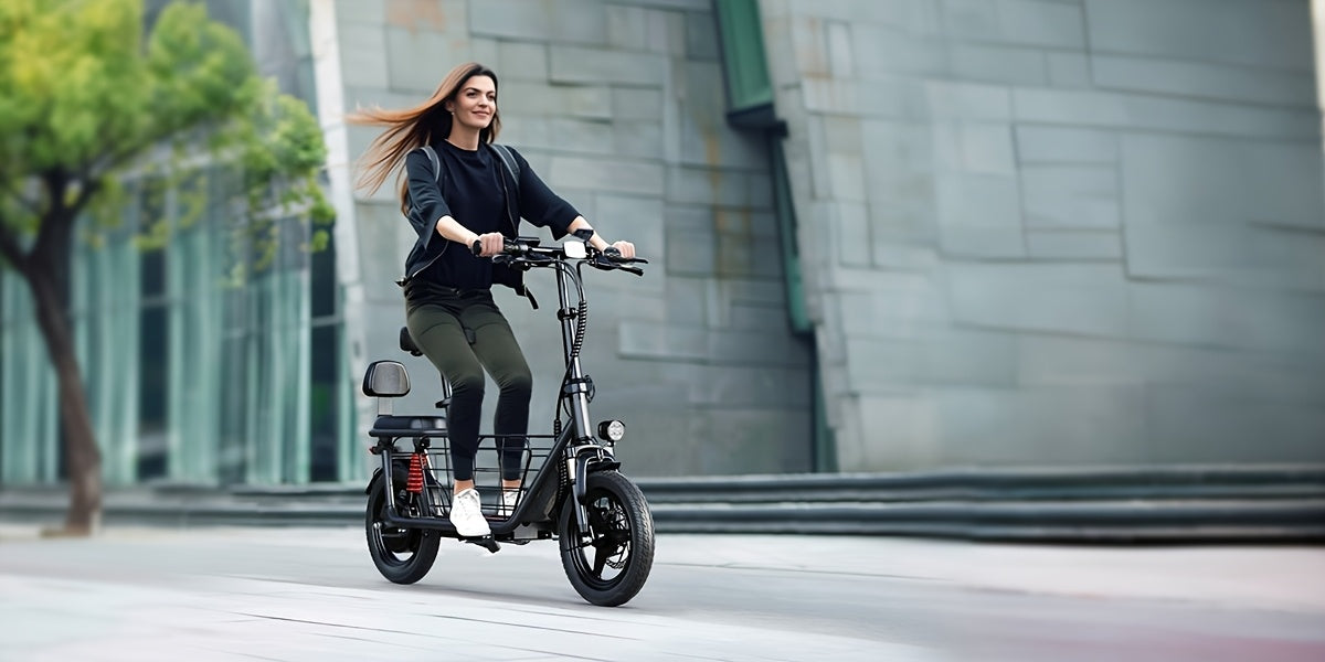 750W Peak Electric Scooter Featuring a Complimentary Seat And Basket - 480Wh Battery, Dual Suspension, Speeds Up to 22MPH, a Range of 25 Miles, LCD Display, And a Maximum Load Capacity of 330Lbs (Ideal for Commuting). This Fo