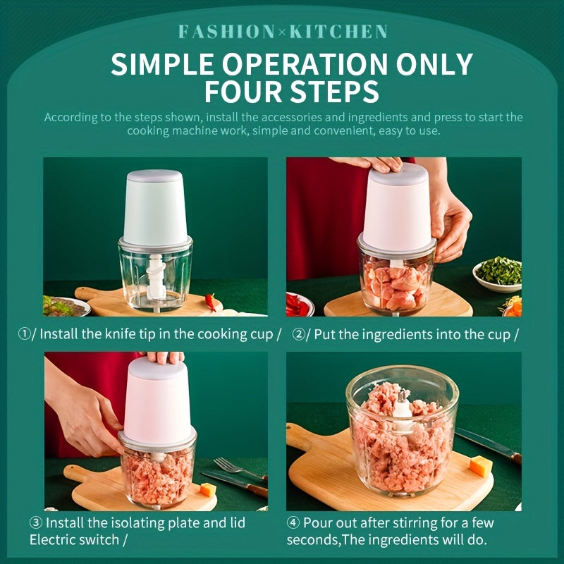 7.4v-20.29oz Multifunctional Electric Meat Grinder - Perfect for Grinding Meat, Garlic, and Making Complementary Food