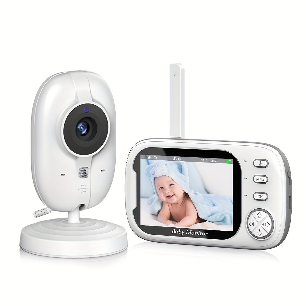 720P HD Wireless Monitor with 3.5" LCD Screen, 900ft Range, Auto Night Vision, 2-Way Audio, Temperature Sensor, 8 Soothing Lullabies, USB Rechargeable, Smartphone Compatible, ABS Material, Square Shape, Monitor Camera