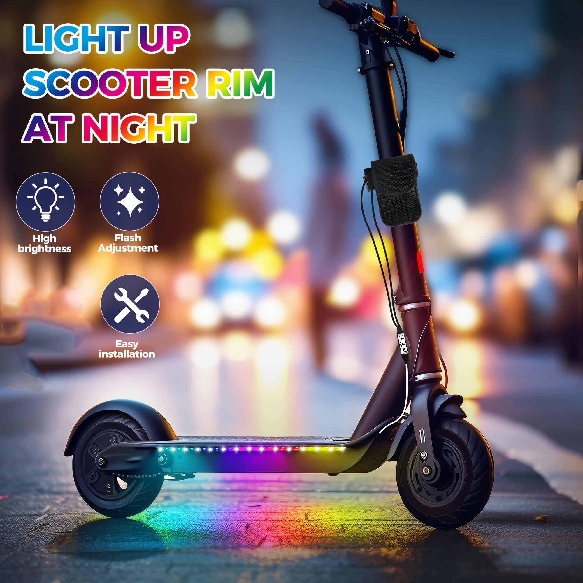 The Universal Electric Scooter Safety Lights Are Suitable for Night Riding, Featuring Low-Voltage Operation. The LED Warning Lights Are Ideal for Skateboards, Bicycles, And Outdoor Activities, Including Two High-Brightness Co