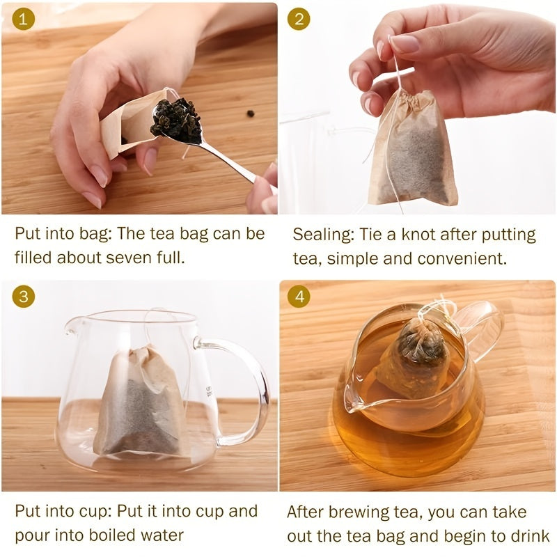 100pcs Disposable Natural Paper Filter Bags for Coffee, Tea, and Food - Safe and Convenient Brewing Solution