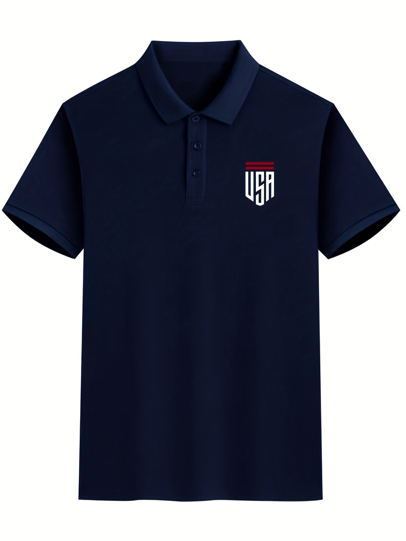 Plus Size Men's Polo Shirts, Small USA Pattern Casual Regular Fit Tops For Both Formal Informal Occasions Business Trip, Men's Clothes