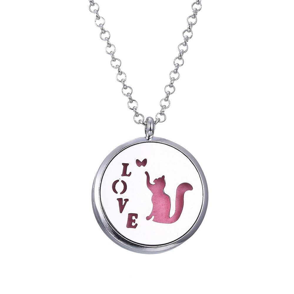 Metal Stainless Steel Pendant Necklace Open Locket Perfume Aroma Essential Oil Diffuser Necklace For Women Girls